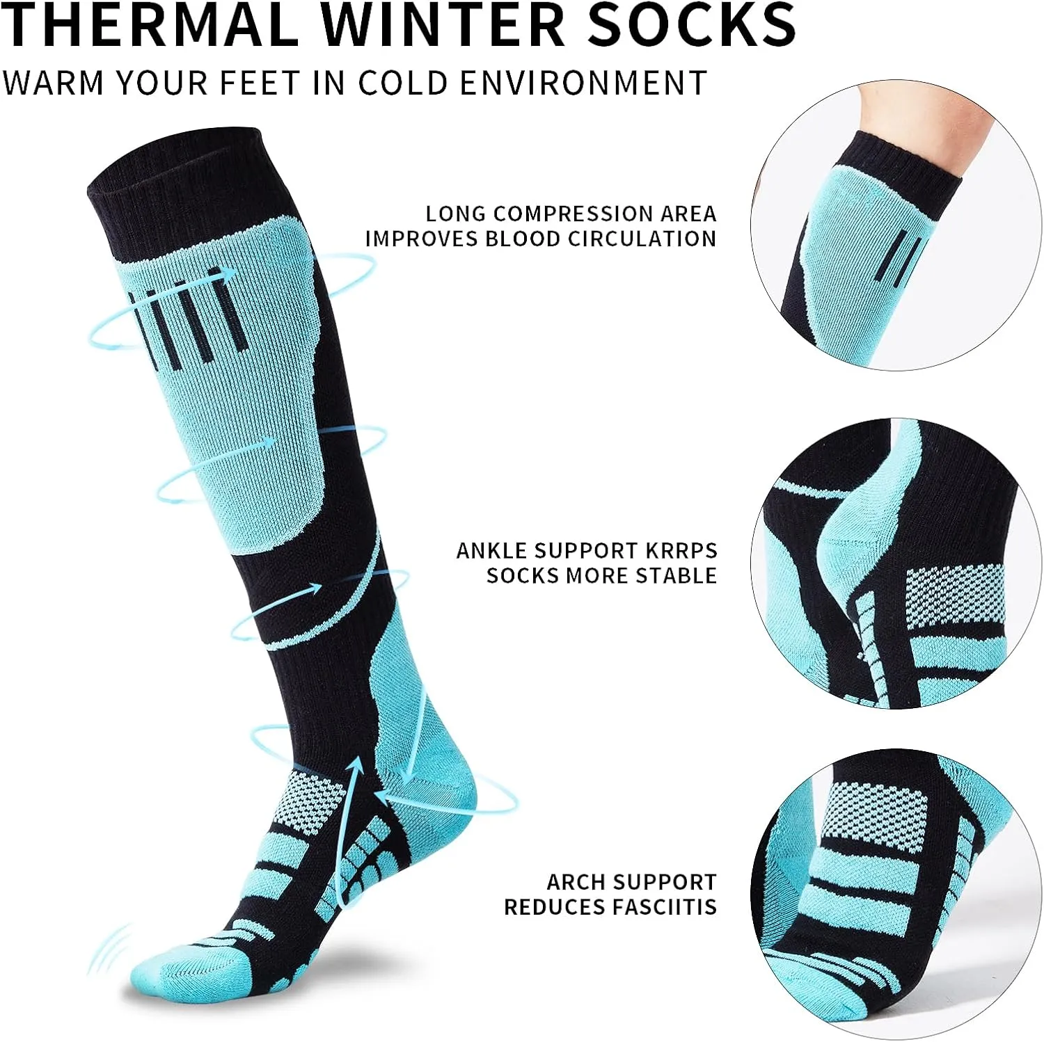 Winter Ski Socks Warm wear-resistant knee high socks Suitable for skiing hiking and outdoor travel For both Unisex