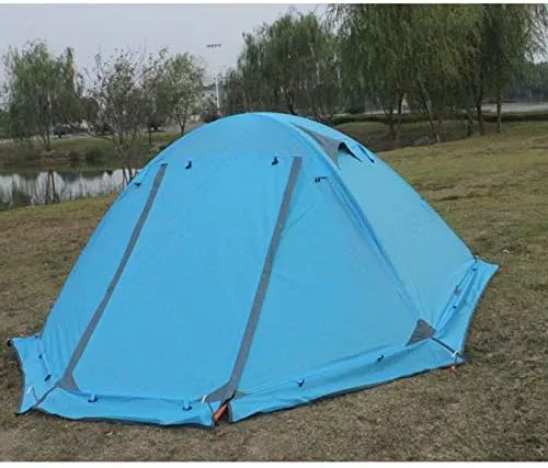 Winter Tent with Snow Skirt!2-3Persons Aluminum Pole Double Layer 2Doors Windproof Big Rain Proof Professional Camping Tent (Color : E) (E One Size)