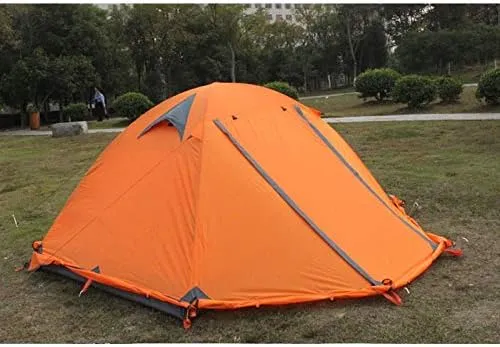Winter Tent with Snow Skirt!2-3Persons Aluminum Pole Double Layer 2Doors Windproof Big Rain Proof Professional Camping Tent (Color : E) (E One Size)