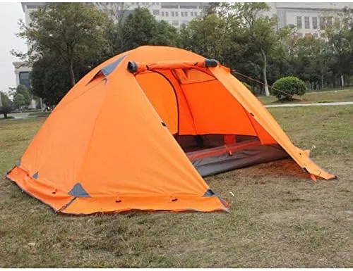 Winter Tent with Snow Skirt!2-3Persons Aluminum Pole Double Layer 2Doors Windproof Big Rain Proof Professional Camping Tent (Color : E) (E One Size)