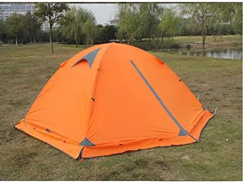 Winter Tent with Snow Skirt!2-3Persons Aluminum Pole Double Layer 2Doors Windproof Big Rain Proof Professional Camping Tent (Color : E) (E One Size)