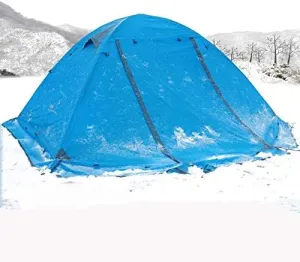 Winter Tent with Snow Skirt!2-3Persons Aluminum Pole Double Layer 2Doors Windproof Big Rain Proof Professional Camping Tent (Color : E) (E One Size)