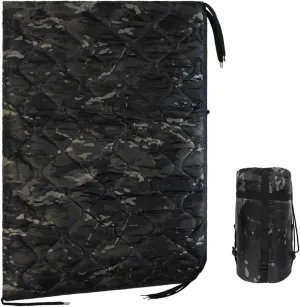 WINWAY Outdoor Down Camping Blanket Military Camping Sleeping Bag with Zipper,Packable Waterproof Lightweight Poncho Liner for Hiking,Travel, Stadium