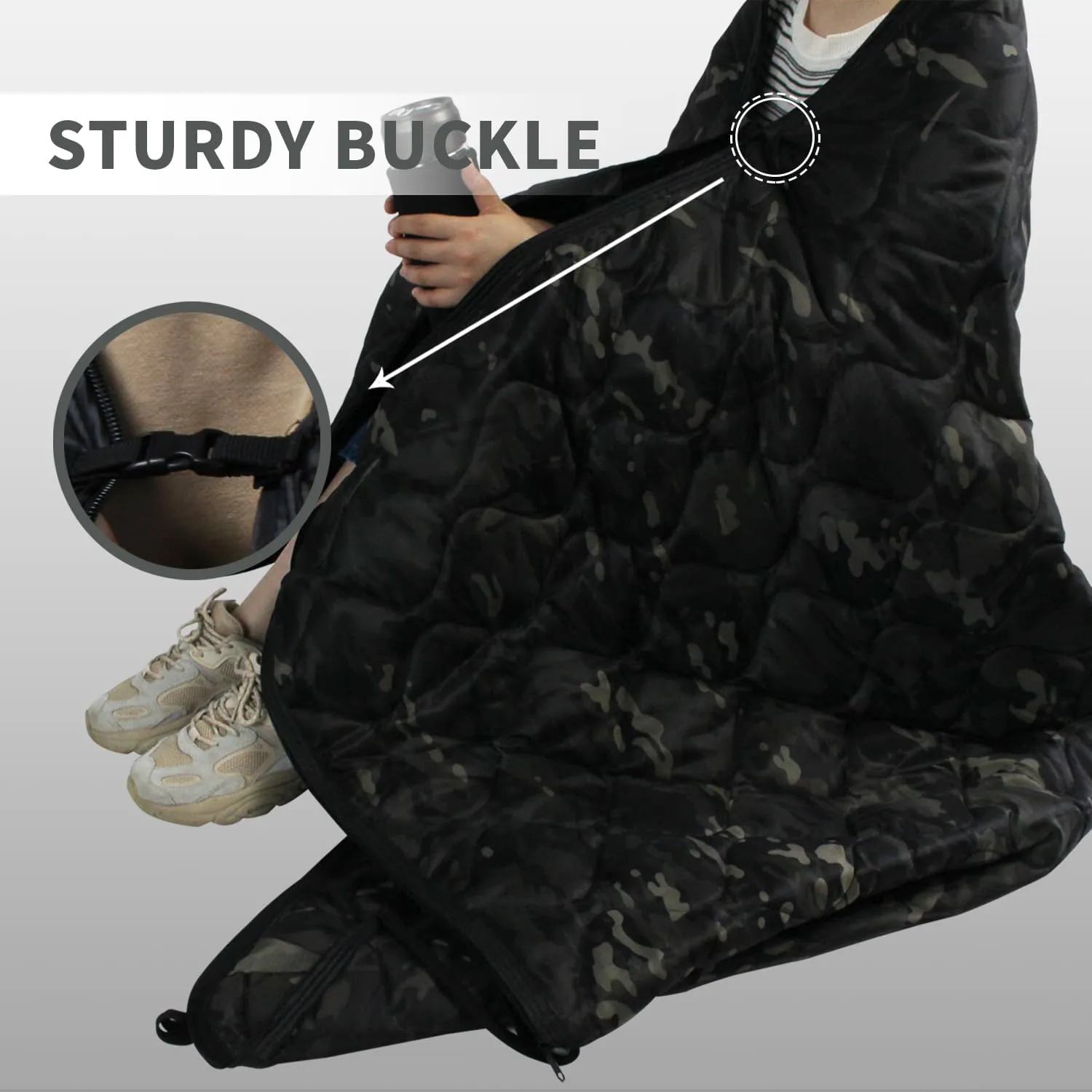 WINWAY Outdoor Down Camping Blanket Military Camping Sleeping Bag with Zipper,Packable Waterproof Lightweight Poncho Liner for Hiking,Travel, Stadium