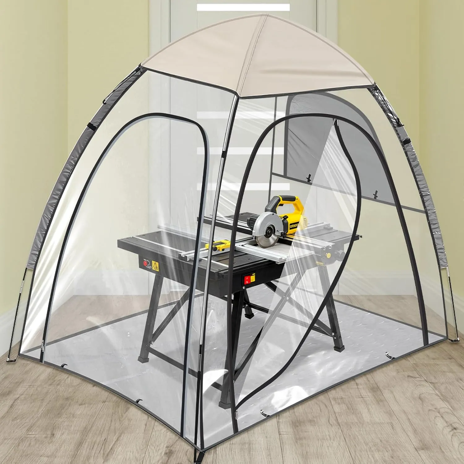 Woanger 1 Set Extra Large Tile Saw Shack 70.8 x 51.2 x 63 Inches Saw Shack Easy-to-Assemble, Collapsible Storage Tent