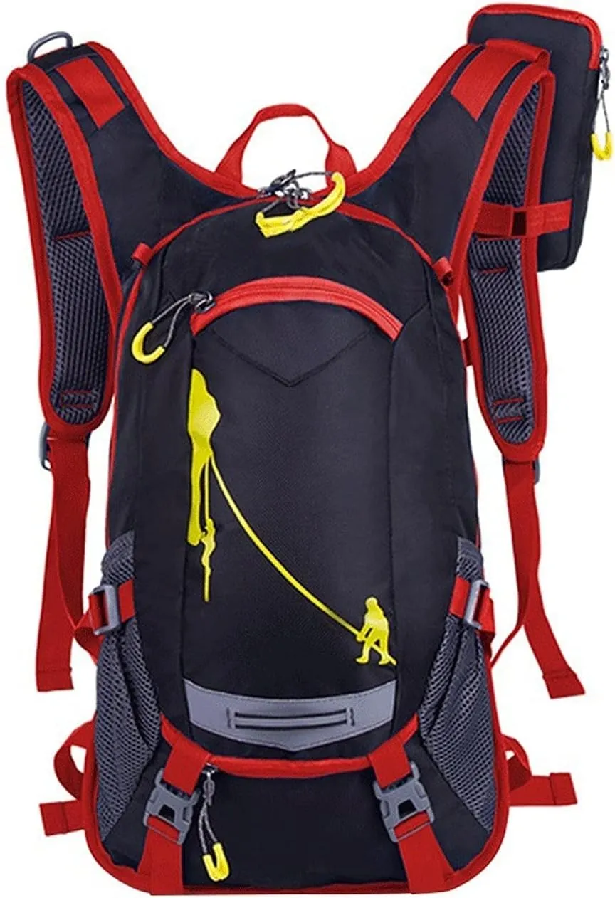 WOBBLO Hiking Daypacks Waterproof Bicycle Backpack， Mountain Bike Water Bag for Men Women， Nylon Cycling Hiking Camping Running Hydration Rucksack(Rojo)