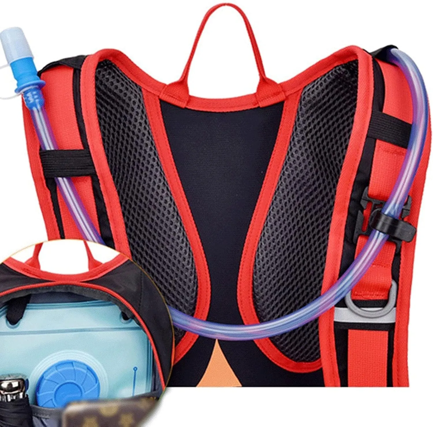 WOBBLO Hiking Daypacks Waterproof Bicycle Backpack， Mountain Bike Water Bag for Men Women， Nylon Cycling Hiking Camping Running Hydration Rucksack(Rojo)