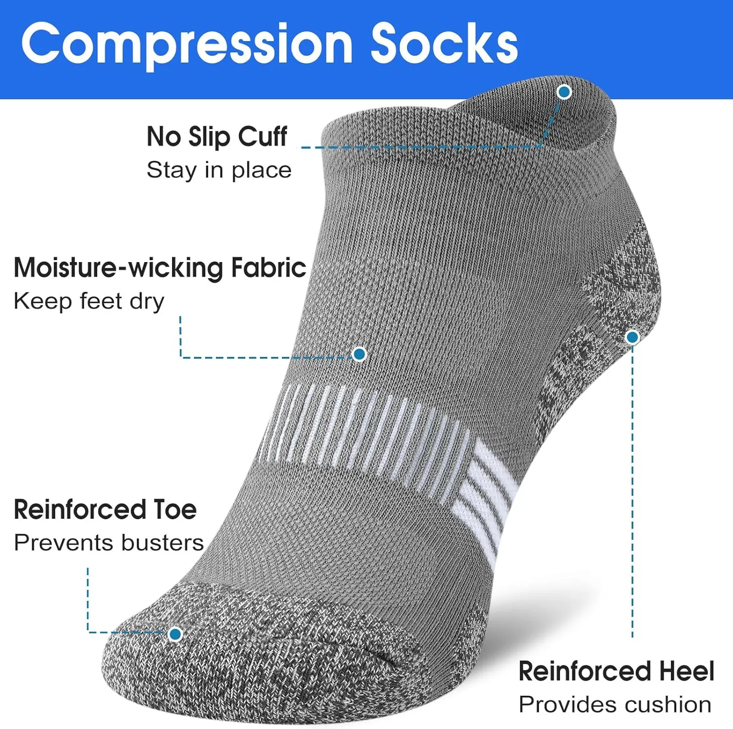 Women Ankle Socks Cushioned Running Athletic Low Cut Gift Socks for Hiking, Sport, Gym, Workout
