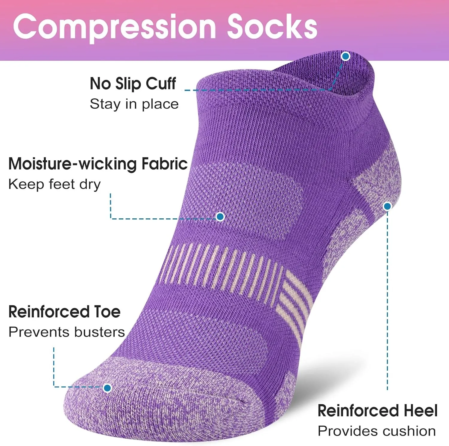 Women Ankle Socks Cushioned Running Athletic Low Cut Gift Socks for Hiking, Sport, Gym, Workout