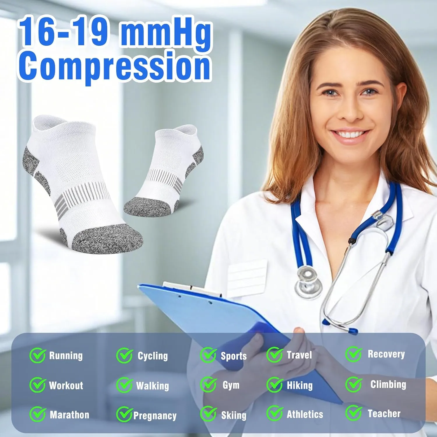Women Ankle Socks Cushioned Running Athletic Low Cut Gift Socks for Hiking, Sport, Gym, Workout