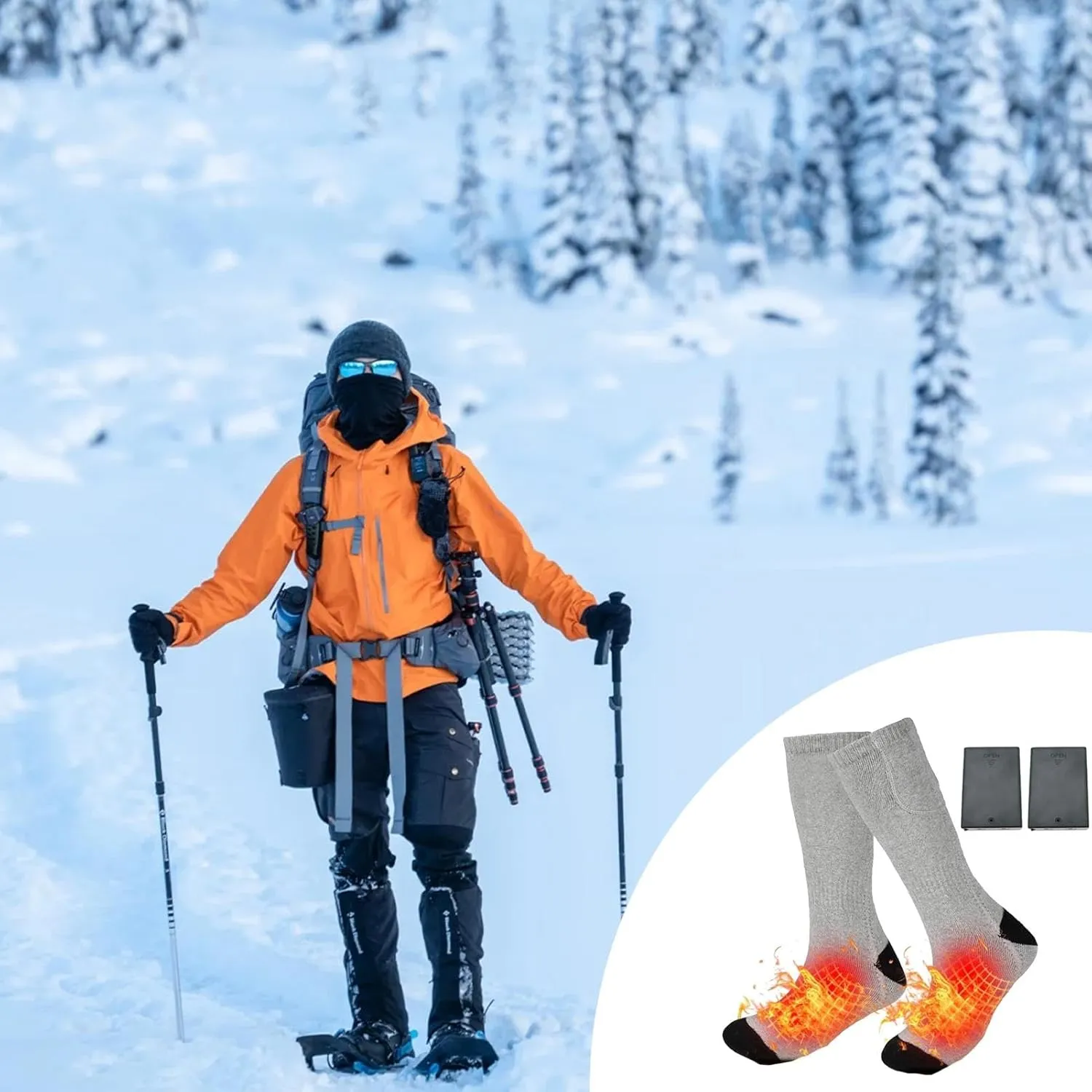 Women Heated Socks - Cycling Foot Warmer | Cold Weather Heat Socks, Winter Warm Thermal Socks, Winter Warming Socks, Insulated Socks Men, 3 Temperature Settings for Extreme Cold Weather Camping