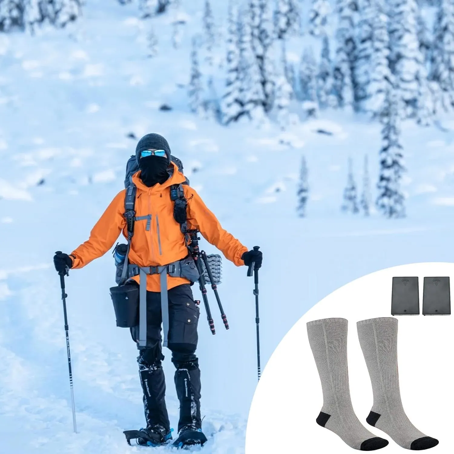 Women Heated Socks - Cycling Foot Warmer | Cold Weather Heat Socks, Winter Warm Thermal Socks, Winter Warming Socks, Insulated Socks Men, 3 Temperature Settings for Extreme Cold Weather Camping