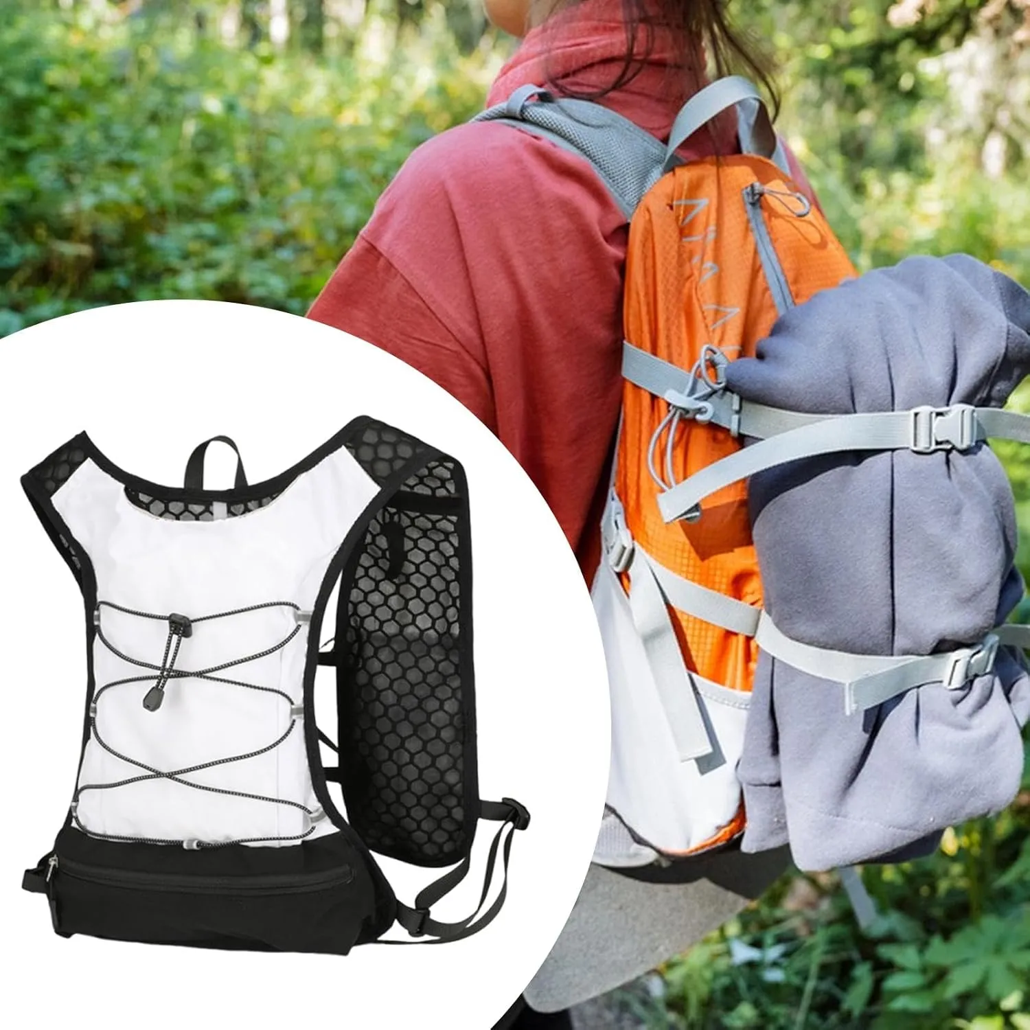 Women Running Vest Water Pack Comfortable Runner Rucksack Portable Hydration Backpack Sports Bag for Hiking Climbing Race