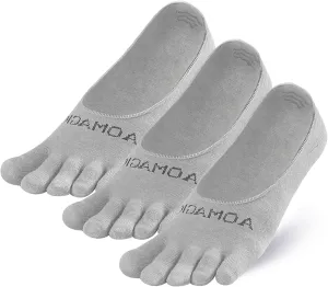 Women's 3 Pack Low Cut Invisible Non-Slip Ankle Socks, Modern Coolmax Toe Socks, Small/Medium/Large, 3 Count