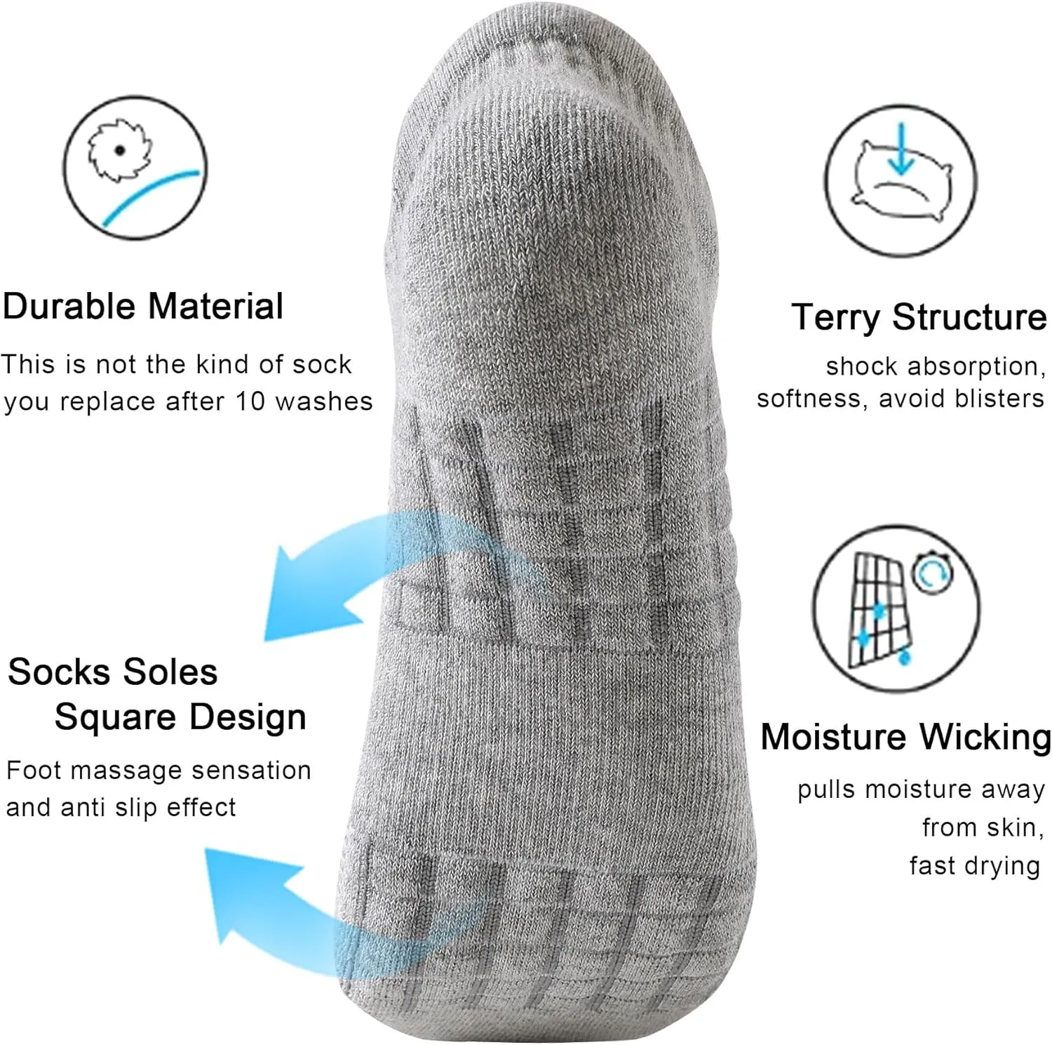 Women's Ankle Athletic Running Socks Anti-Blister Cotton Cushioned Wicking Socks (5 Pairs)