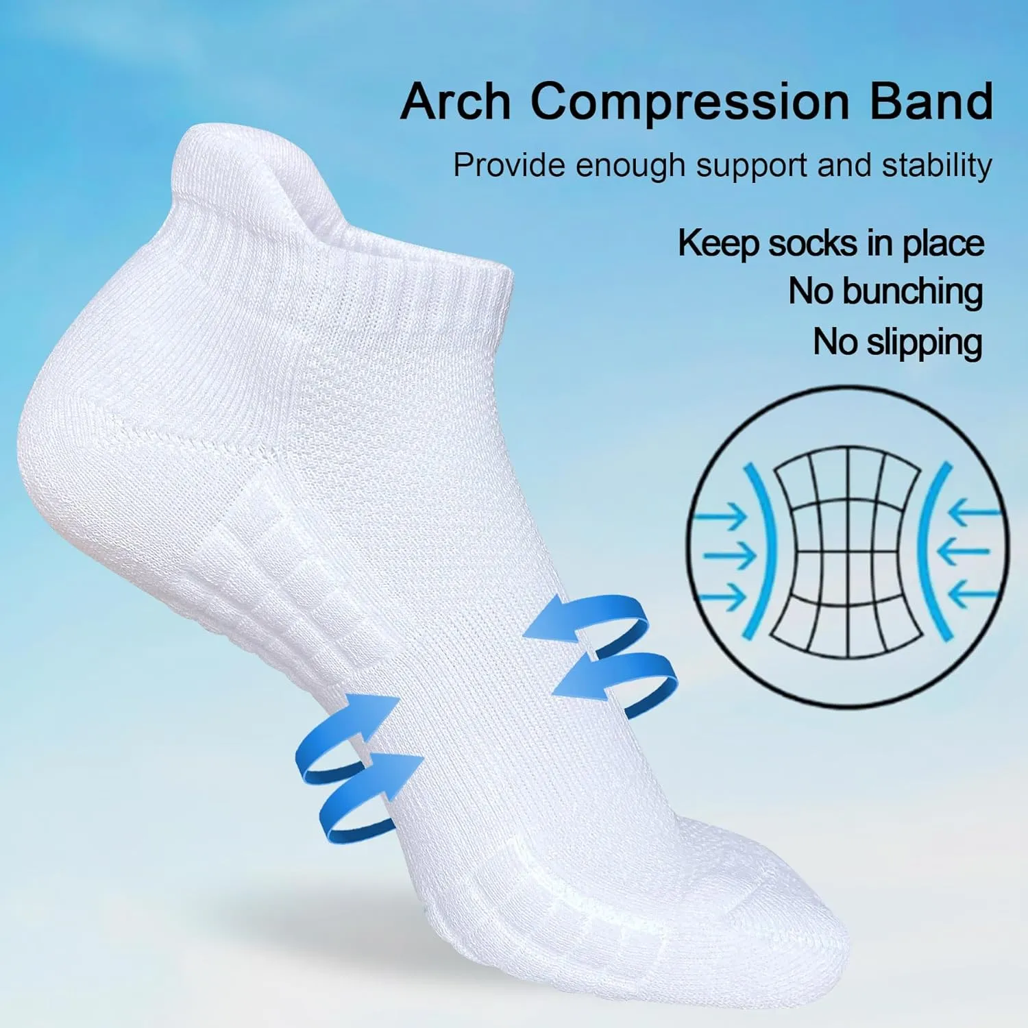 Women's Ankle Athletic Running Socks Anti-Blister Cotton Cushioned Wicking Socks (5 Pairs)