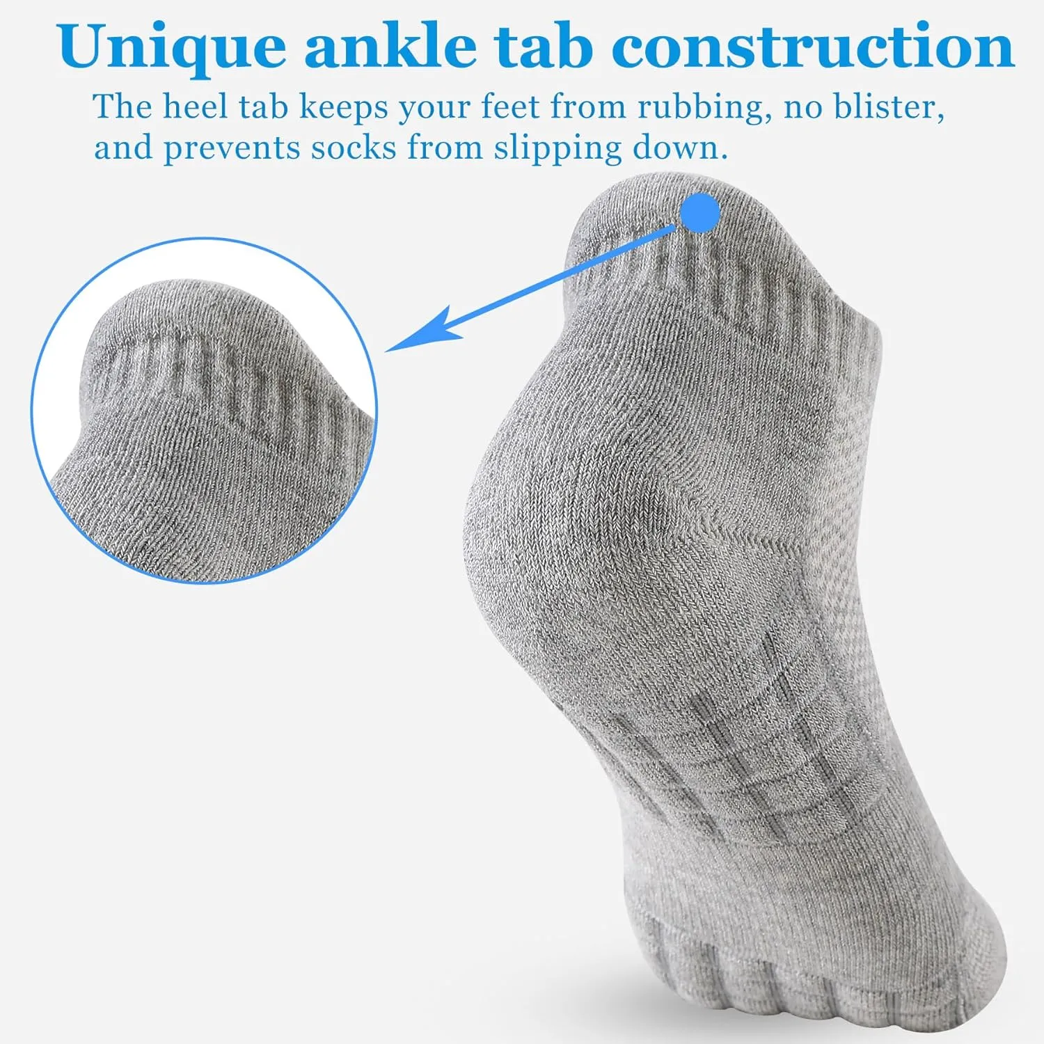 Women's Ankle Athletic Running Socks Anti-Blister Cotton Cushioned Wicking Socks (5 Pairs)