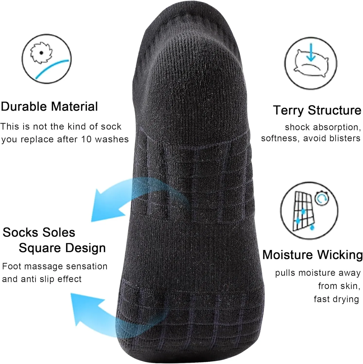 Women's Ankle Athletic Running Socks Anti-Blister Cotton Cushioned Wicking Socks (5 Pairs)