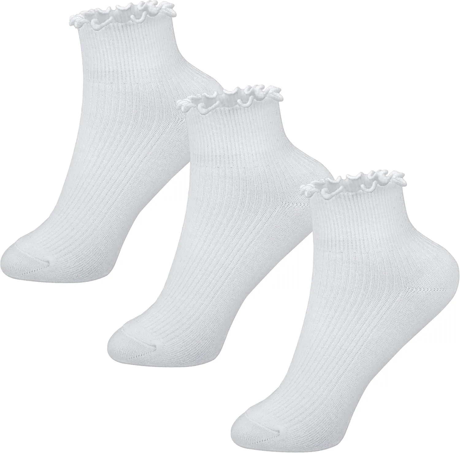 Womens Ankle Casual Socks Lace Ruffle Low Cut Knit Cotton Lettuce Socks for Women Girls
