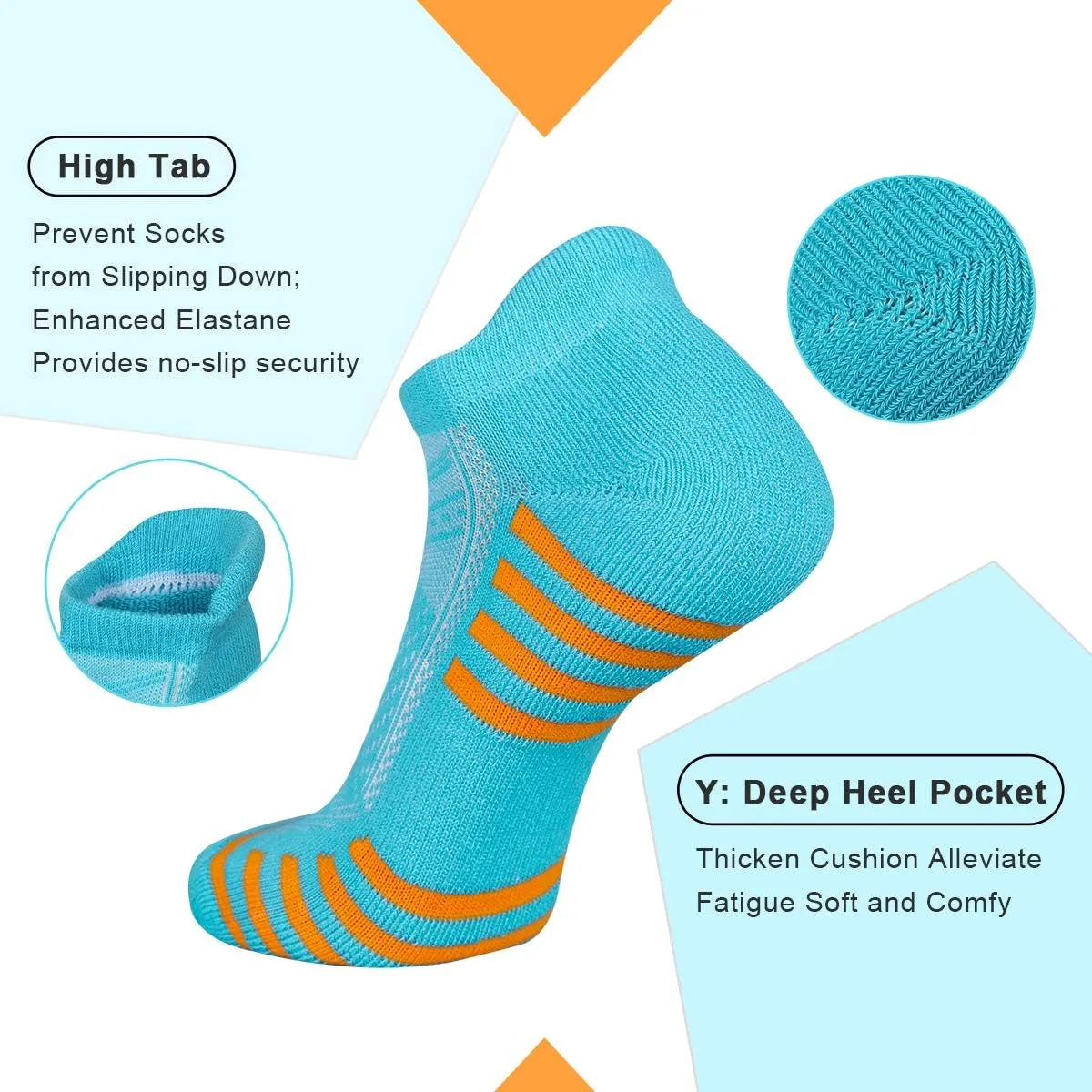 Womens Ankle Socks 6-Pairs Athletic Running Sport Socks With Cushioned Sole