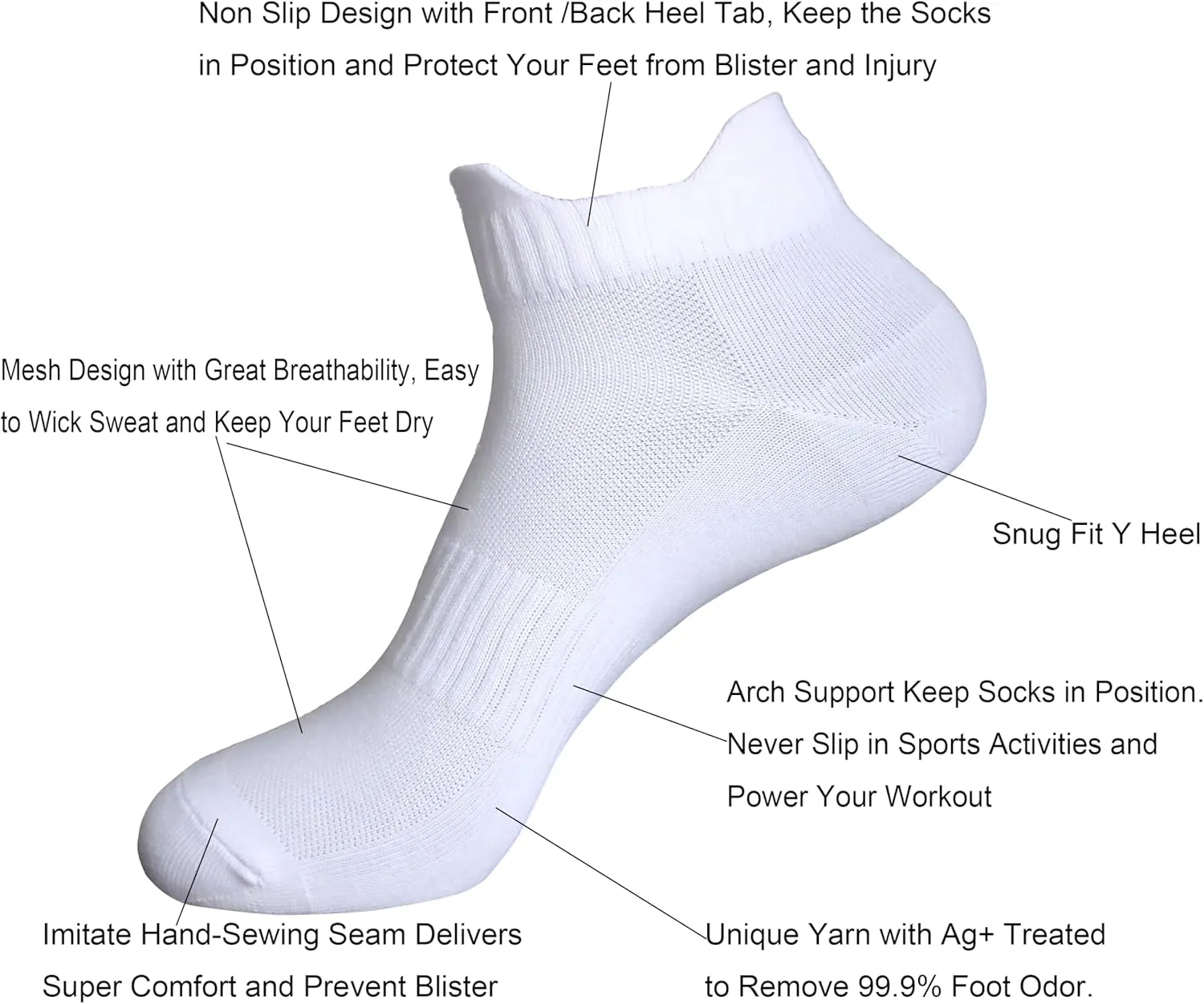 Womens Anti Odor Breathable Moisture Wicking Sports Cotton Low Cut Socks for Athletes Foot