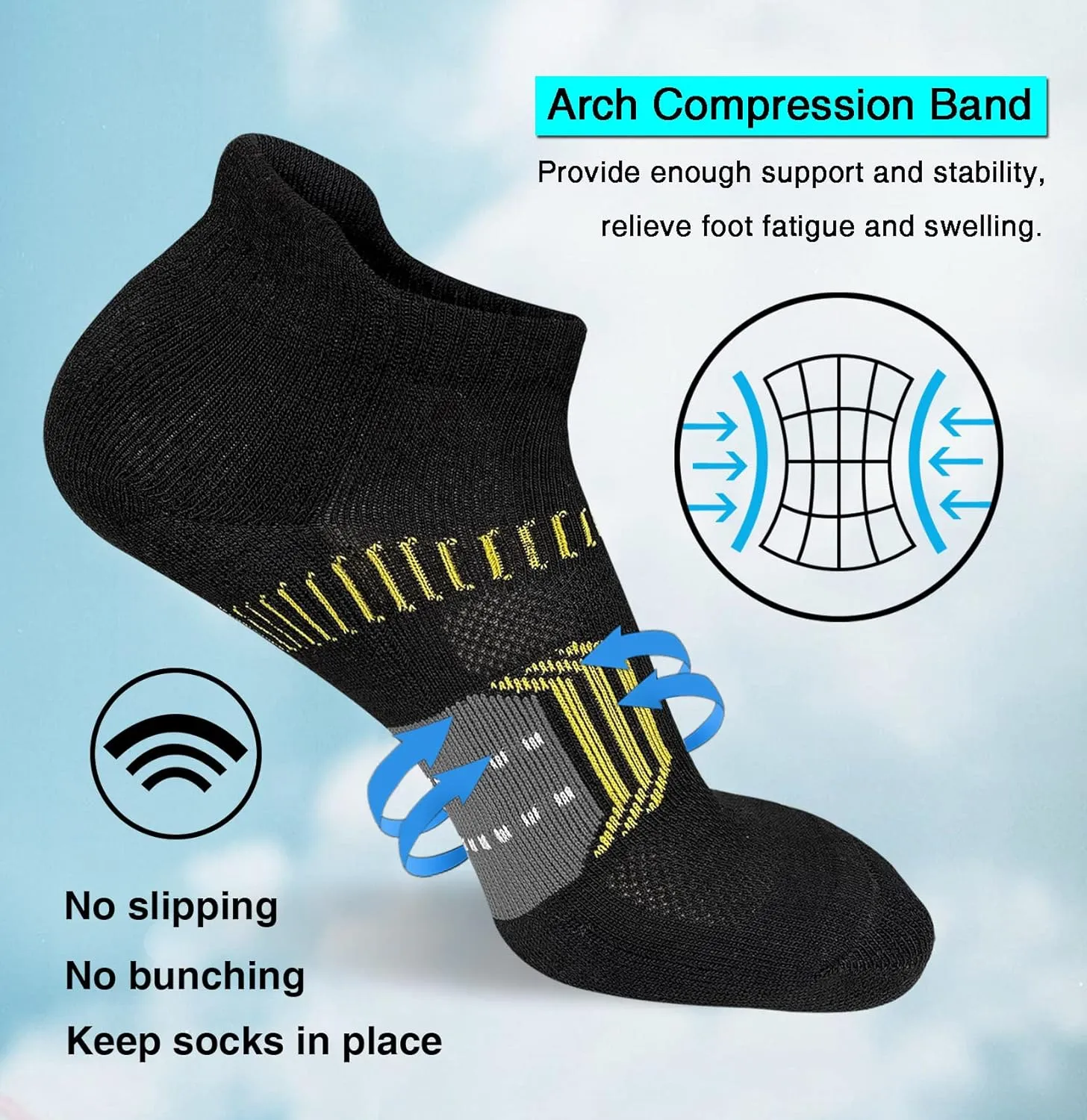 Womens Athletic Cushioned Anti-Blister Comfort Running Ankle Socks 5 Pairs