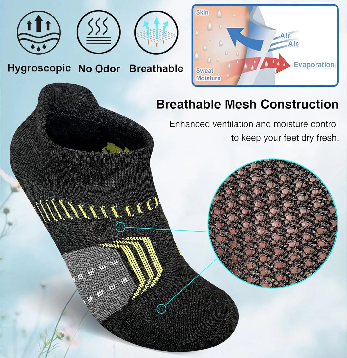 Womens Athletic Cushioned Anti-Blister Comfort Running Ankle Socks 5 Pairs