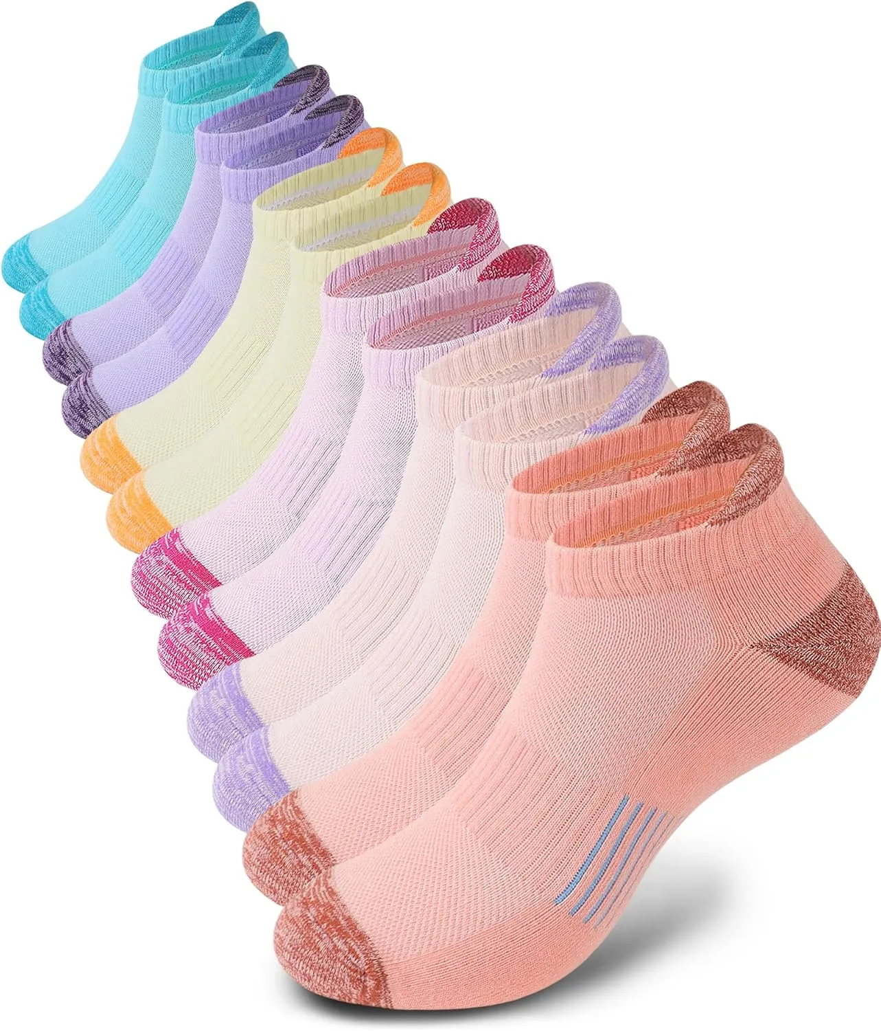 Women's Cushioned Ankle Socks Athletic Running Low Cut Socks 6-9/9-11