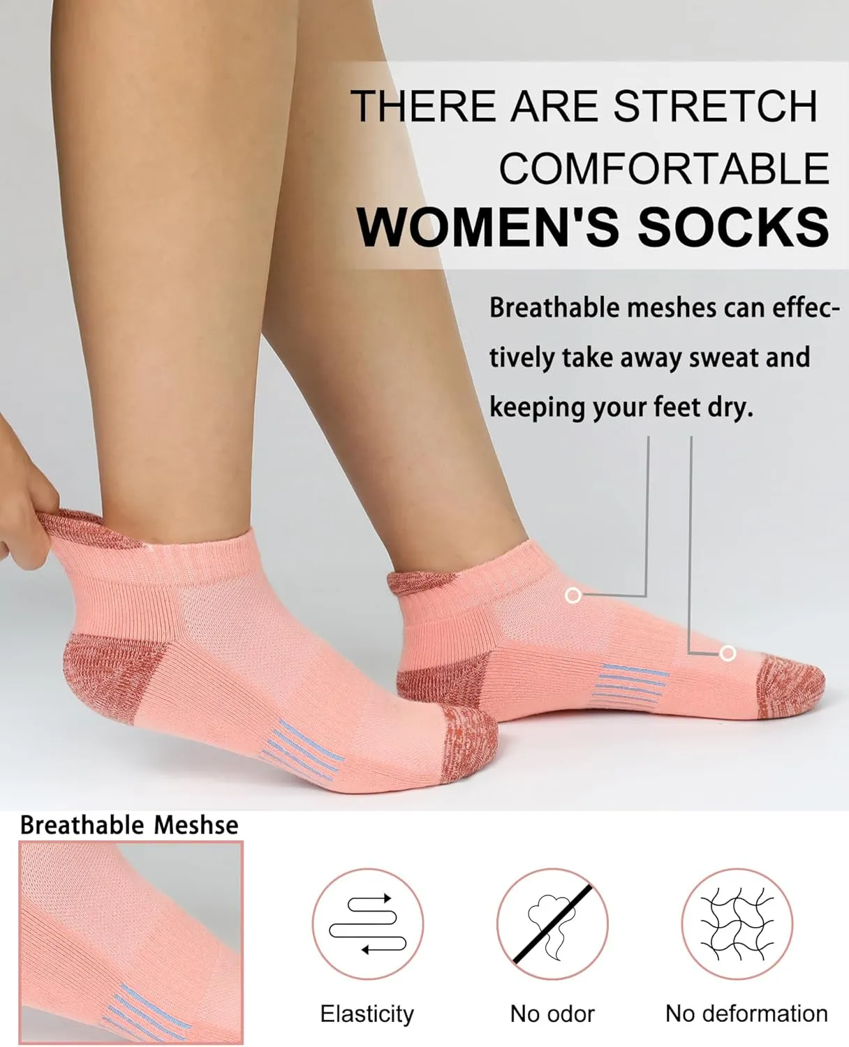 Women's Cushioned Ankle Socks Athletic Running Low Cut Socks 6-9/9-11