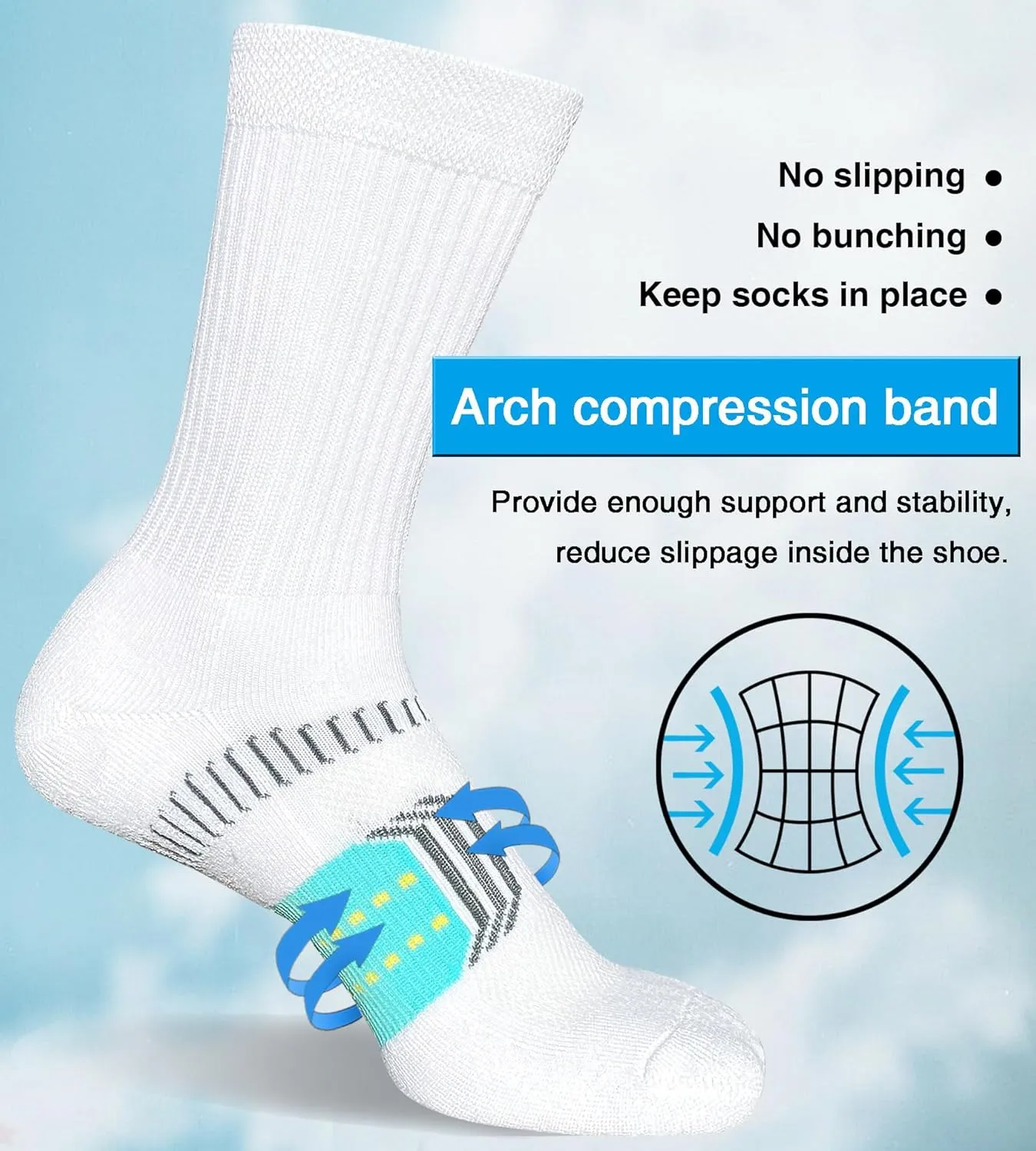Womens Cushioned Athletic Running Crew Socks Breathable Wicking Comfort Hiking Socks 5 Pairs