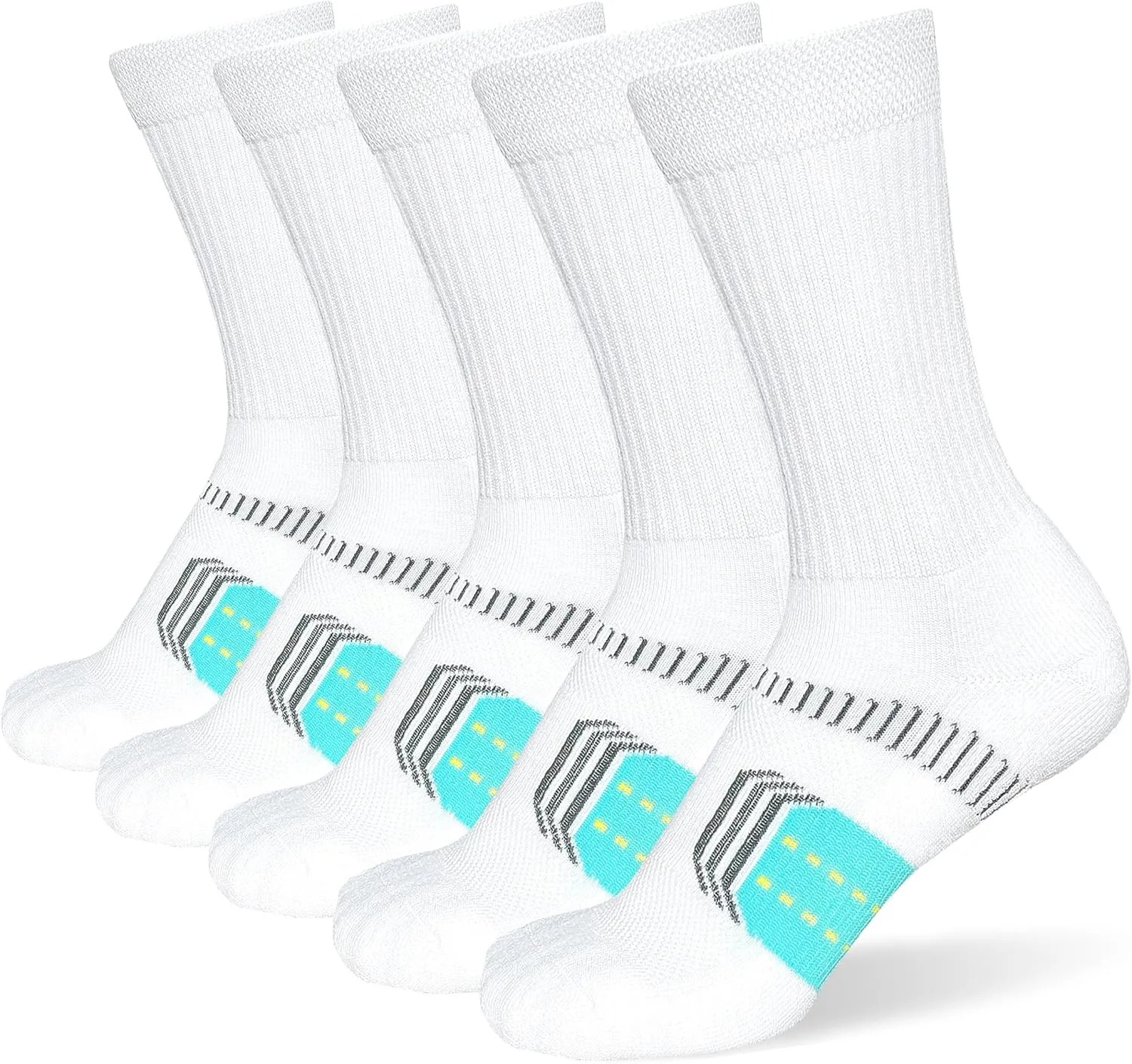 Womens Cushioned Athletic Running Crew Socks Breathable Wicking Comfort Hiking Socks 5 Pairs