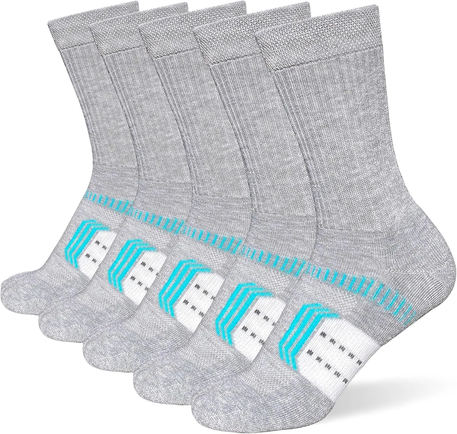 Womens Cushioned Athletic Running Crew Socks Breathable Wicking Comfort Hiking Socks 5 Pairs