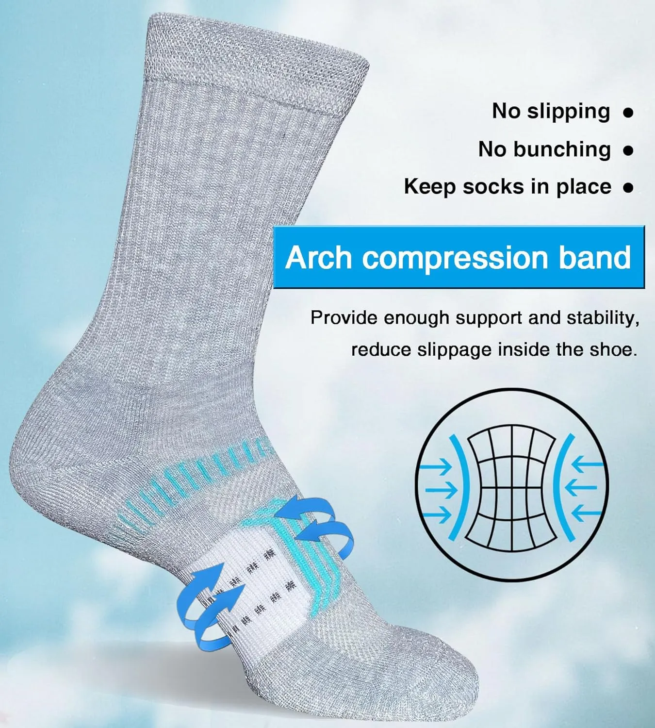 Womens Cushioned Athletic Running Crew Socks Breathable Wicking Comfort Hiking Socks 5 Pairs