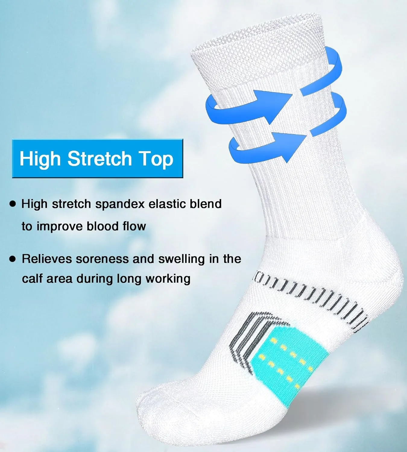 Womens Cushioned Athletic Running Crew Socks Breathable Wicking Comfort Hiking Socks 5 Pairs