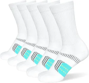 Womens Cushioned Athletic Running Crew Socks Breathable Wicking Comfort Hiking Socks 5 Pairs