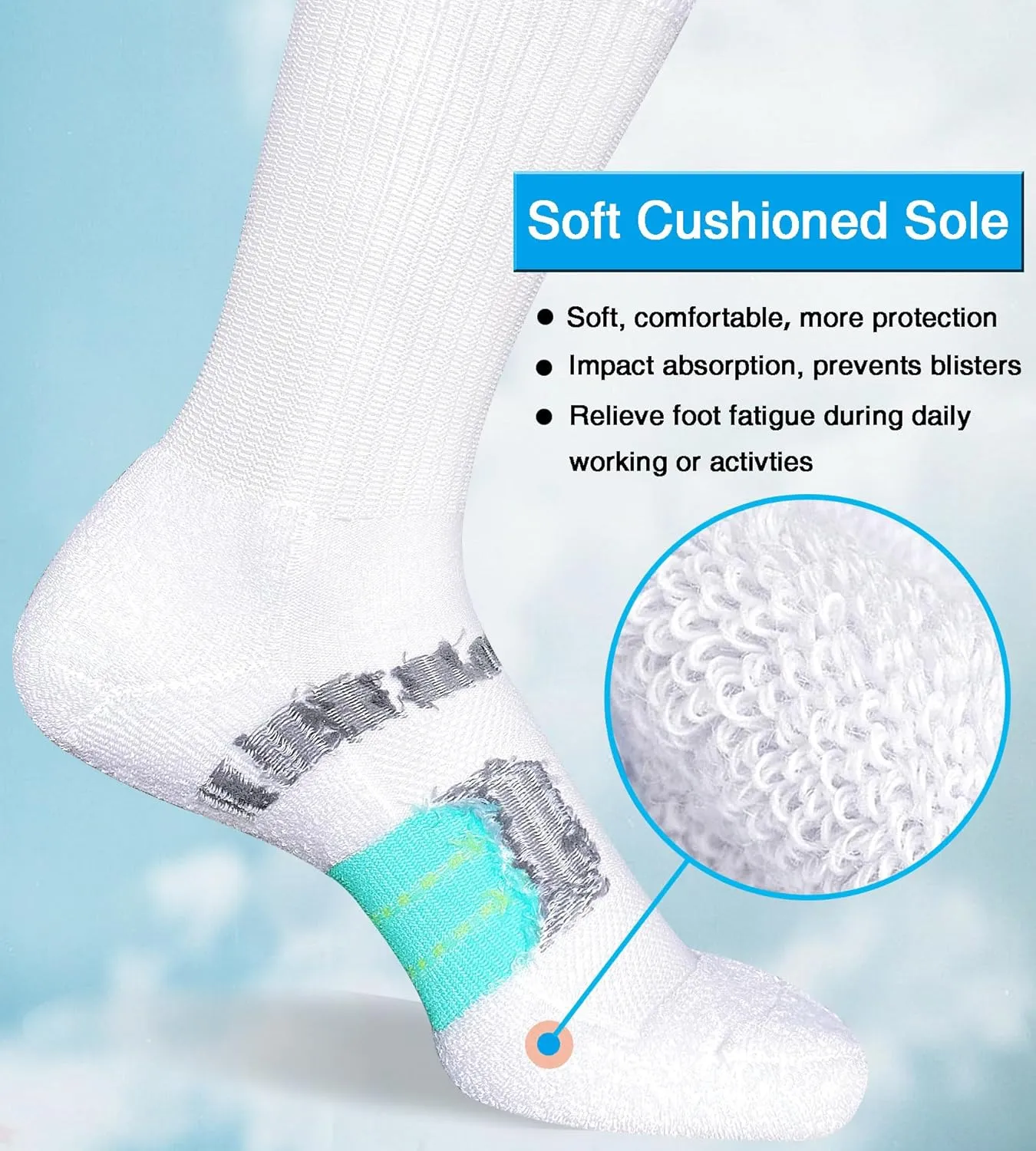 Womens Cushioned Athletic Running Crew Socks Breathable Wicking Comfort Hiking Socks 5 Pairs