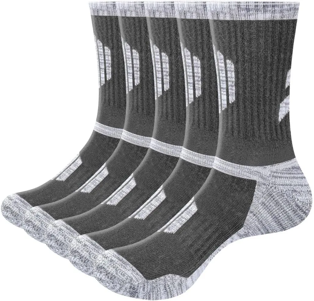 Women's Cushioned Sports Hiking Socks For Women, Moisture Wicking Cotton Casual Work Boot Athletic Crew Socks, 5 Pairs