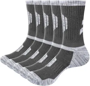 Women's Cushioned Sports Hiking Socks For Women, Moisture Wicking Cotton Casual Work Boot Athletic Crew Socks, 5 Pairs