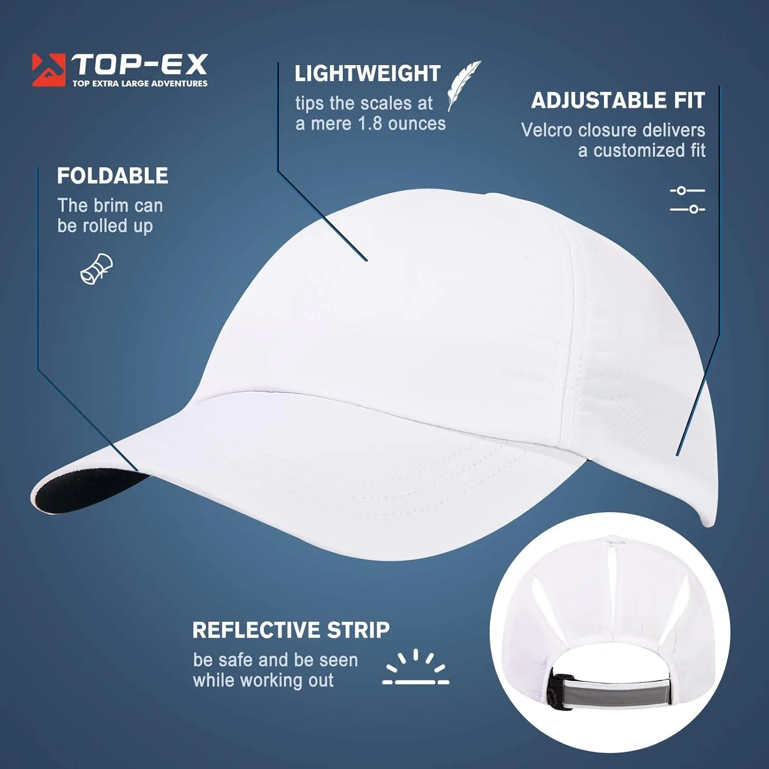 Women's High Ponytail Messy Bun Packable Unstructured Baseball Cap Oversized L XL XXL UV 50 Sun Running Hat