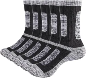 Womens Walking Hiking Socks Mosture Wicking Thick Cotton Casual Athletic Cushioned Crew Socks For Women, 5 Pairs