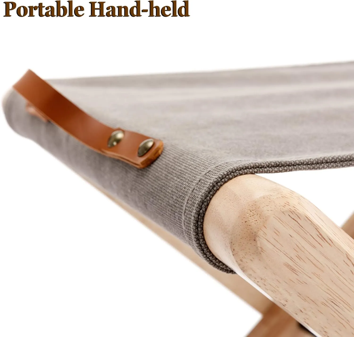 Wood Folding Camping Stools Set of 2, 18.5" Hardwood Portable Fishing Folding Stool with Heavy Duty Metal Support Canvas Camp Stool Foldable Footstool for Outdoor Hiking Picnic BBQ, Grey