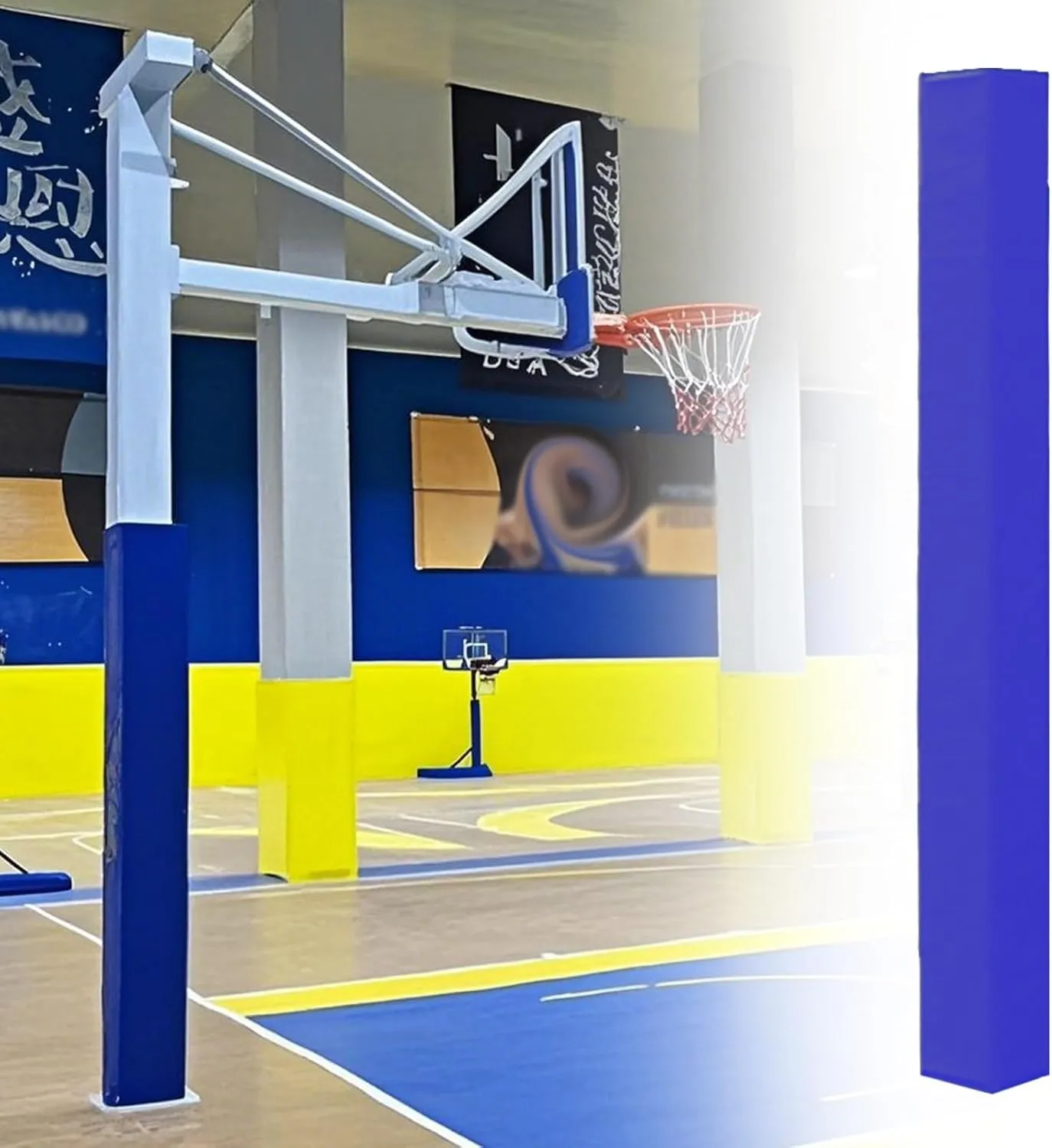 Wrap Around Square Pole Pads and Column Pads - 6x6 /7x7, 5.9' Tall Basketball Hoop Post Padding All-Weather, PU Foam Pole Cushion Pad Garage Basement(Blue,18x18cm(7x7in))