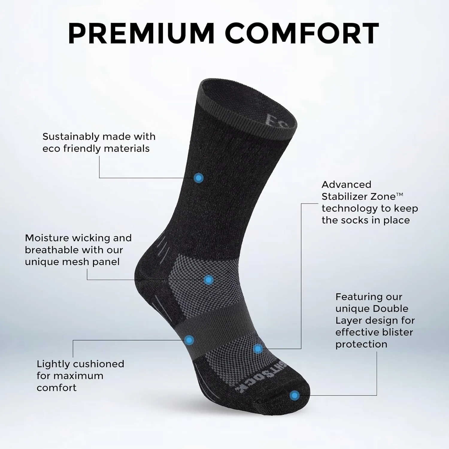 Wrightsock Escape Crew Hiking Socks for Men and Women – Cushioned, Eco-Friendly Anti Blister Socks - American Made