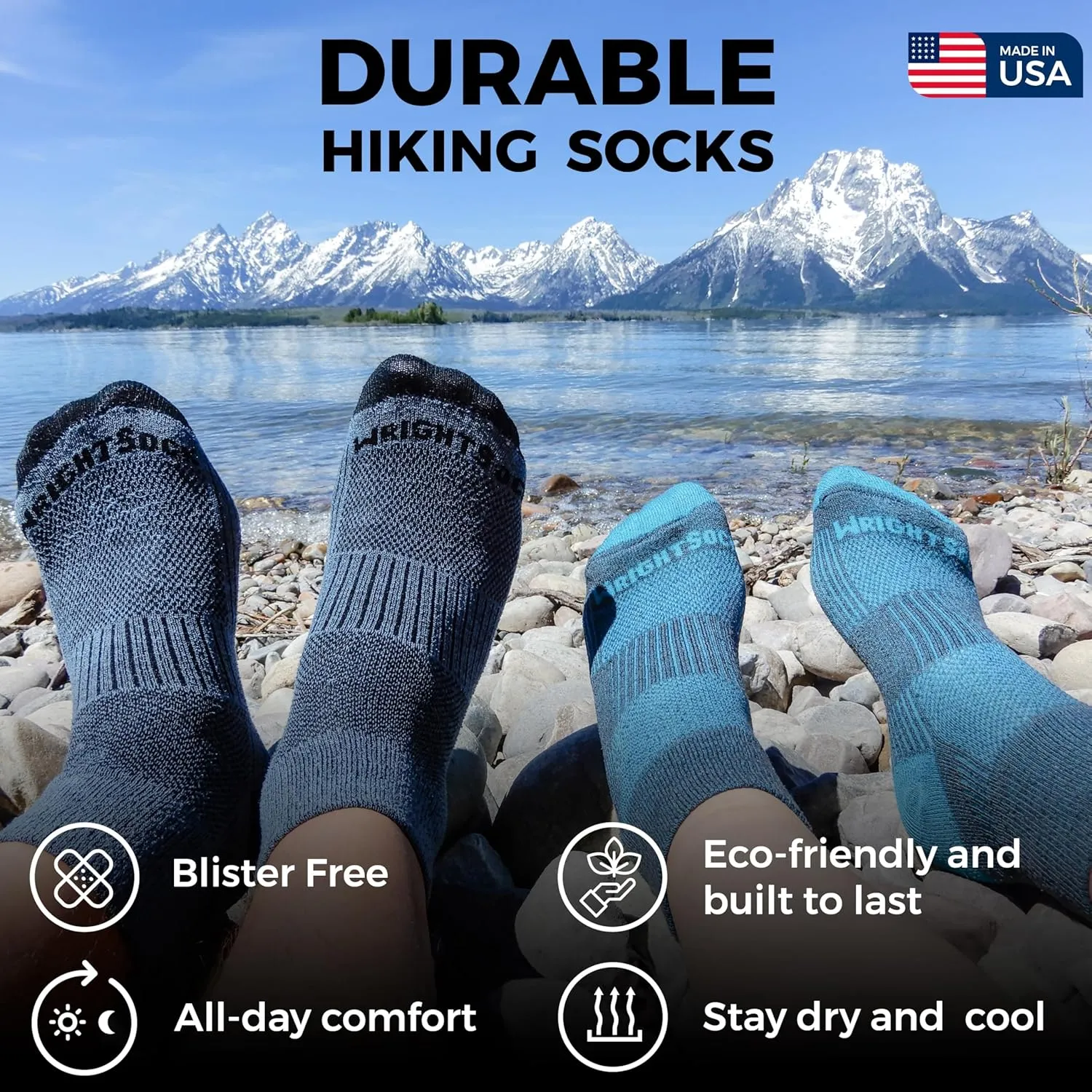 Wrightsock Escape Crew Hiking Socks for Men and Women – Cushioned, Eco-Friendly Anti Blister Socks - American Made