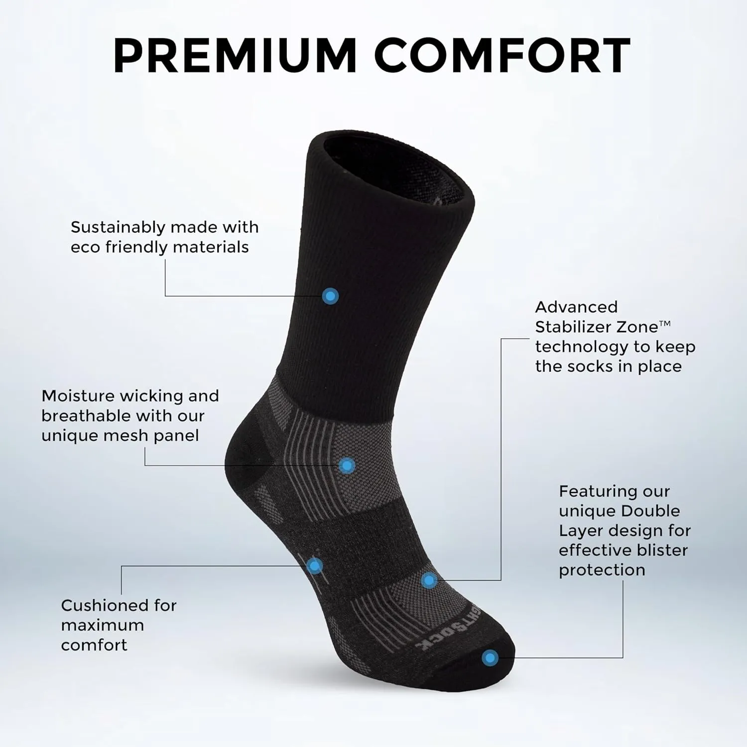 Wrightsock Explore Crew Hiking Socks for Men and Women – Cushioned, Eco-Friendly Anti Blister Socks - American Made
