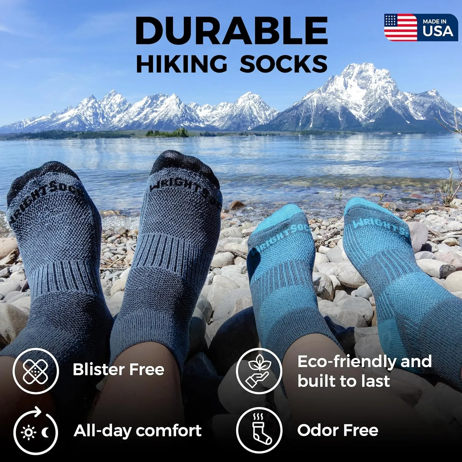 Wrightsock Silver Escape Crew Hiking Socks for Men and Women – Eco-Friendly Anti Odor and Blister Socks - American Made