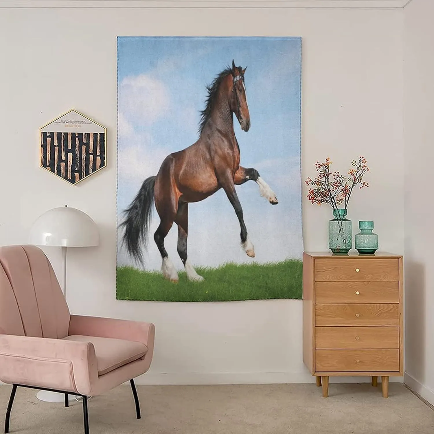 XISUNYA Adjustable Blackout Shades, Horses Portable Blackout Curtain, Bay Horse Pacing on The Grass Print Living Room Bedroom Window Drapes,26W x40L Inch, for Bathroom Living Room Bedroom
