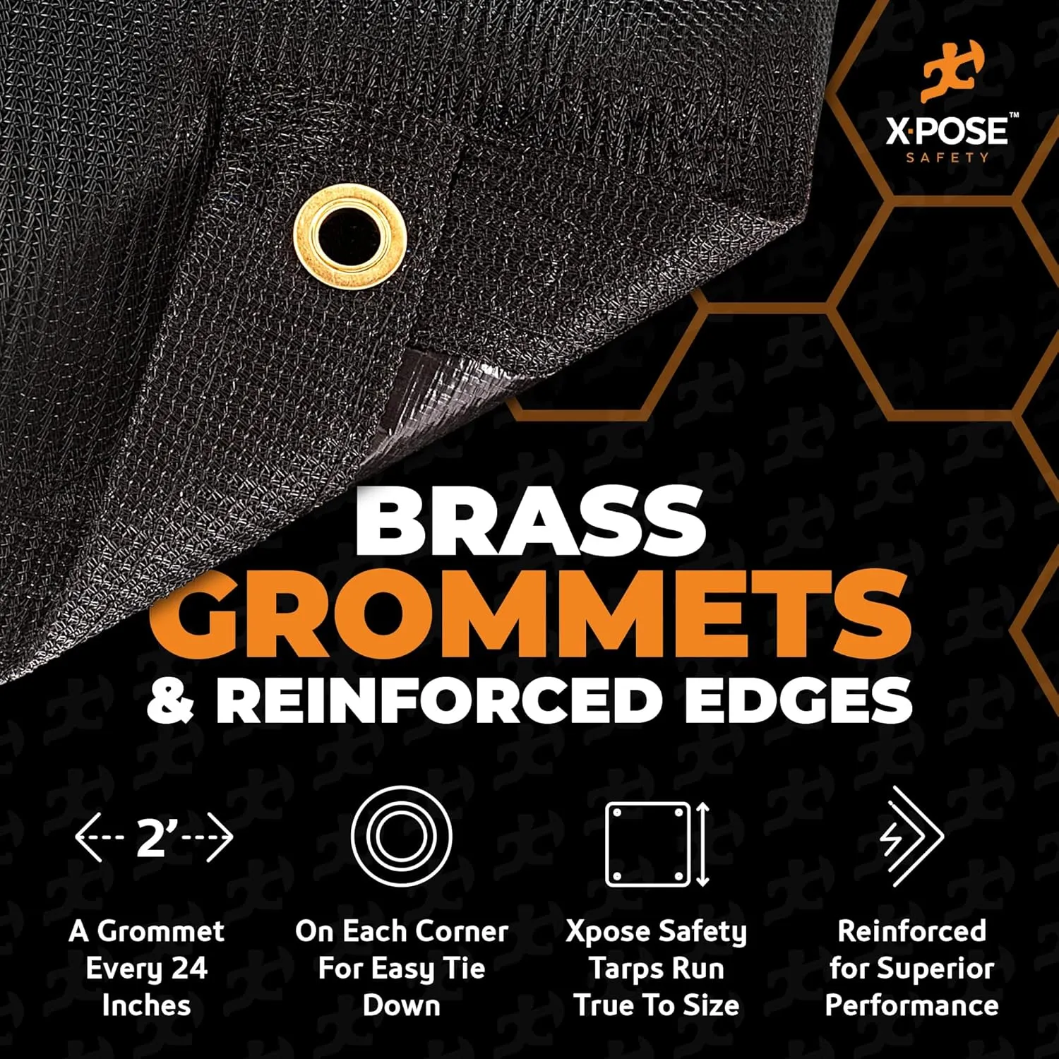 Xpose Safety Heavy Duty Mesh Tarp – 10’ x 16’ Multipurpose Black Protective Cover with Air Flow - Use for Tie Downs, Shade, Fences, Canopies, Dump Trucks – Tear Resistant