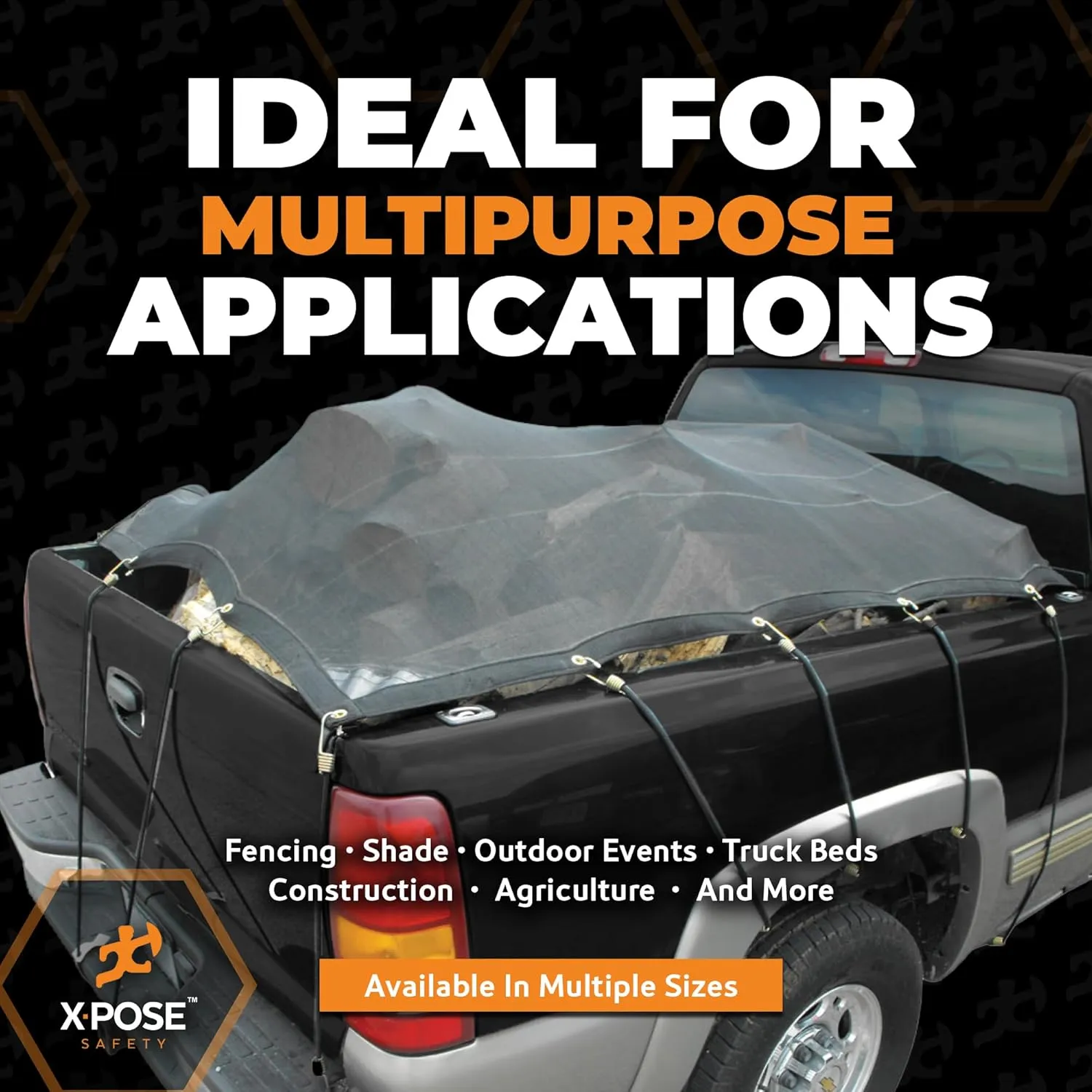 Xpose Safety Heavy Duty Mesh Tarp – 12’ x 20’ Multipurpose Black Protective Cover with Air Flow - Use for Tie Downs, Shade, Fences, Canopies, Dump Trucks – Tear Resistant