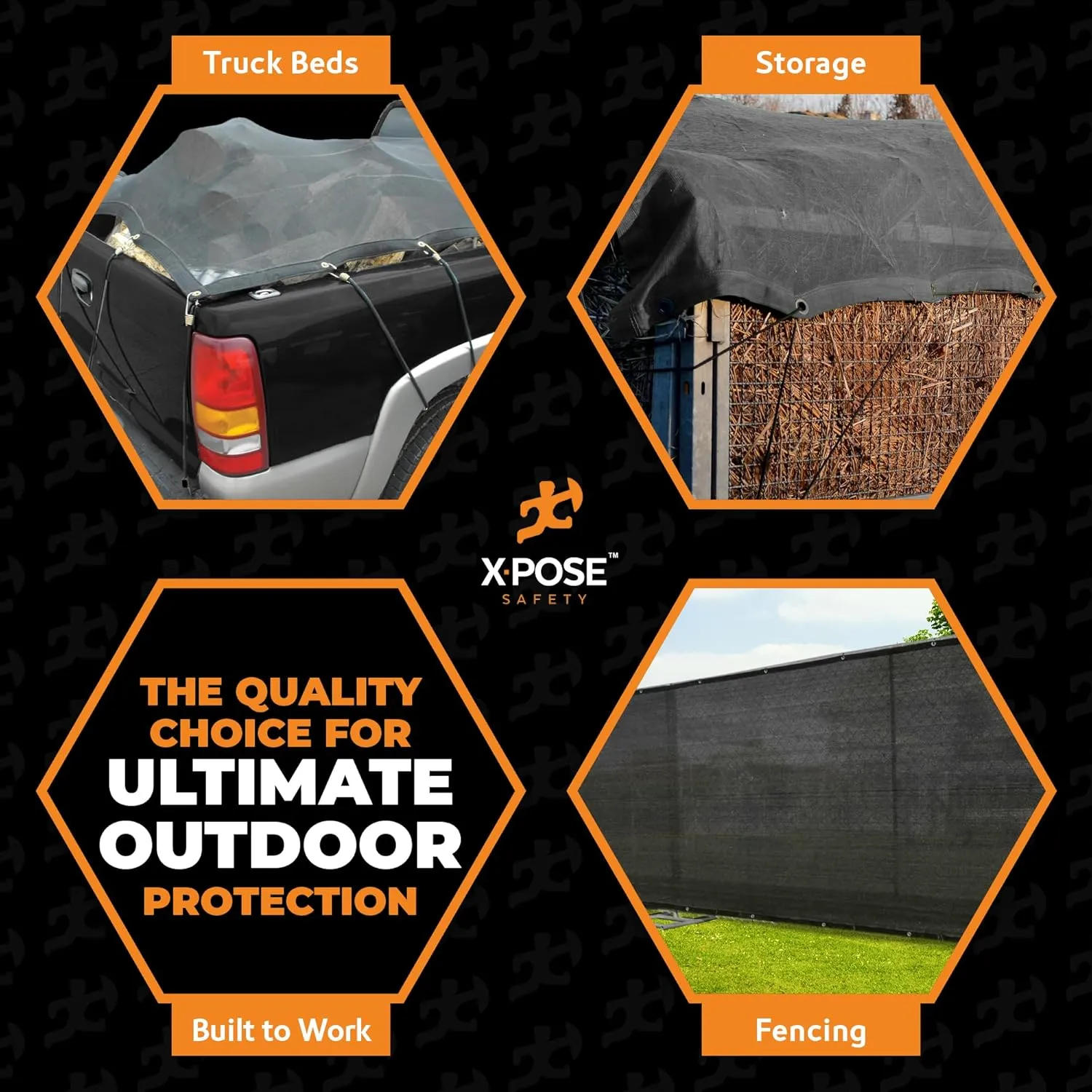 Xpose Safety Heavy Duty Mesh Tarp – 12’ x 20’ Multipurpose Black Protective Cover with Air Flow - Use for Tie Downs, Shade, Fences, Canopies, Dump Trucks – Tear Resistant